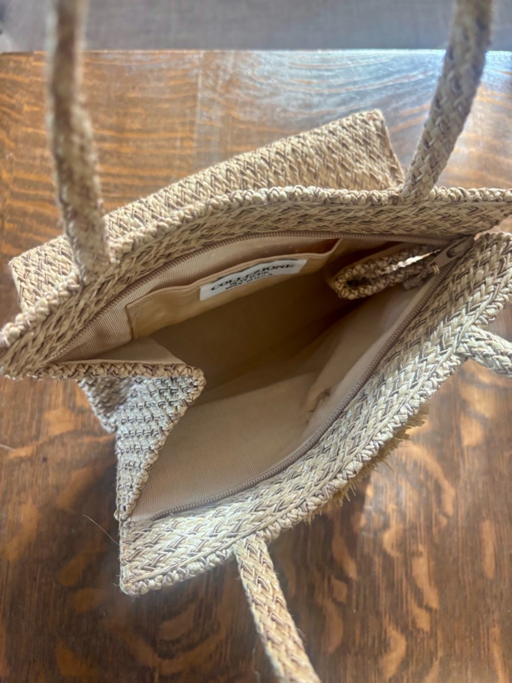 Woven Raffia Mini Tote in Natural - Picture 6 of 7